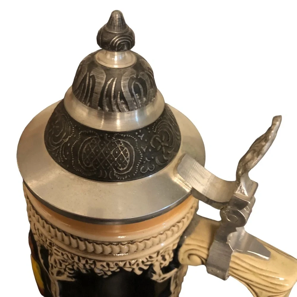 Vintage German‎ Tall Beer Stein - Lidded
